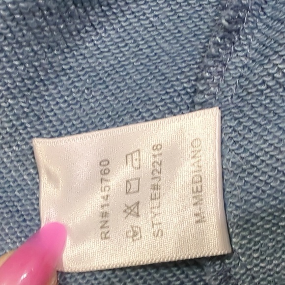 Distressed/Ripped Blue Zip Up Hoodie - Picture 10 of 10